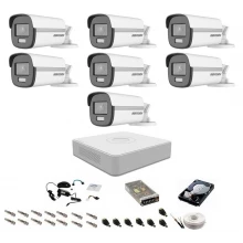 Sistem camere supraveghere cu lumina alba Color VU Hikvision, 5MP, 7 camere , WL 40m, color noaptea Sistem camere supraveghere cu lumina alba Color VU Hikvision, 5MP, 7 camere , WL 40m, color noaptea